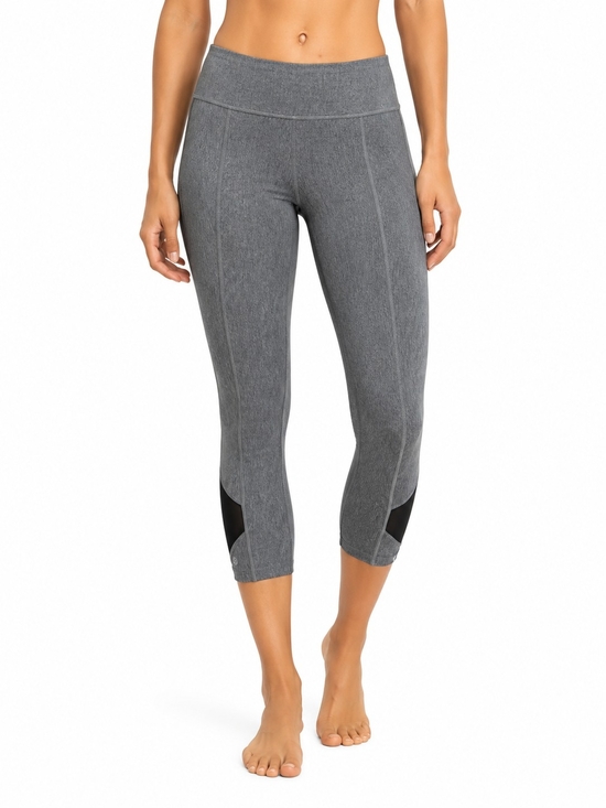 lululemon athletica Pants - lululemon athletica Heather Gray Capri Leggings with Black Mesh Insets Sz 2